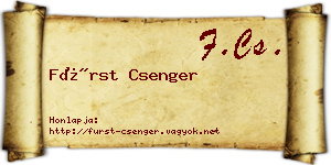 Fürst Csenger névjegykártya
